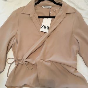 FLOWY WRAP BLOUSE ZARA